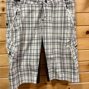 Plaid Women's Bike Shorts - Black, White, and Purple